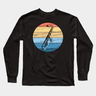 Saxophone Music Notation Saxophonist Summer Festival Long Sleeve T-Shirt